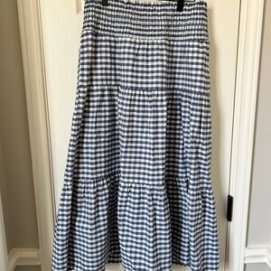 Universal Thread Blue and White Smocked Tiered Maxi Skirt